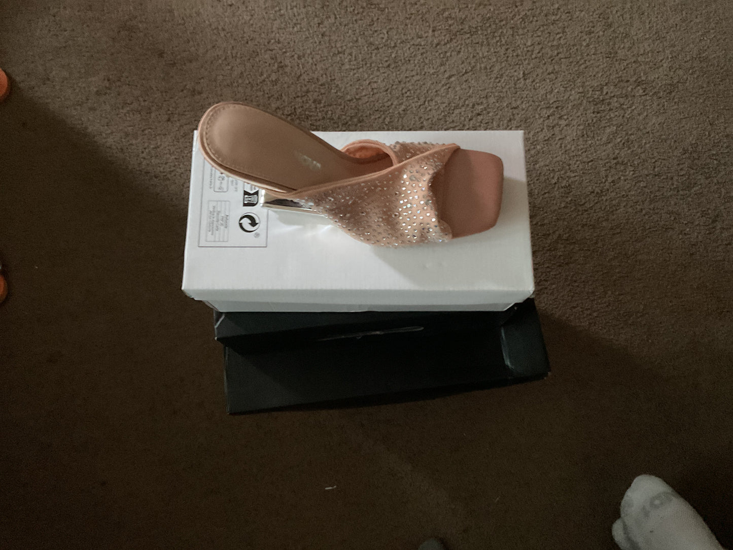Nude bling heels