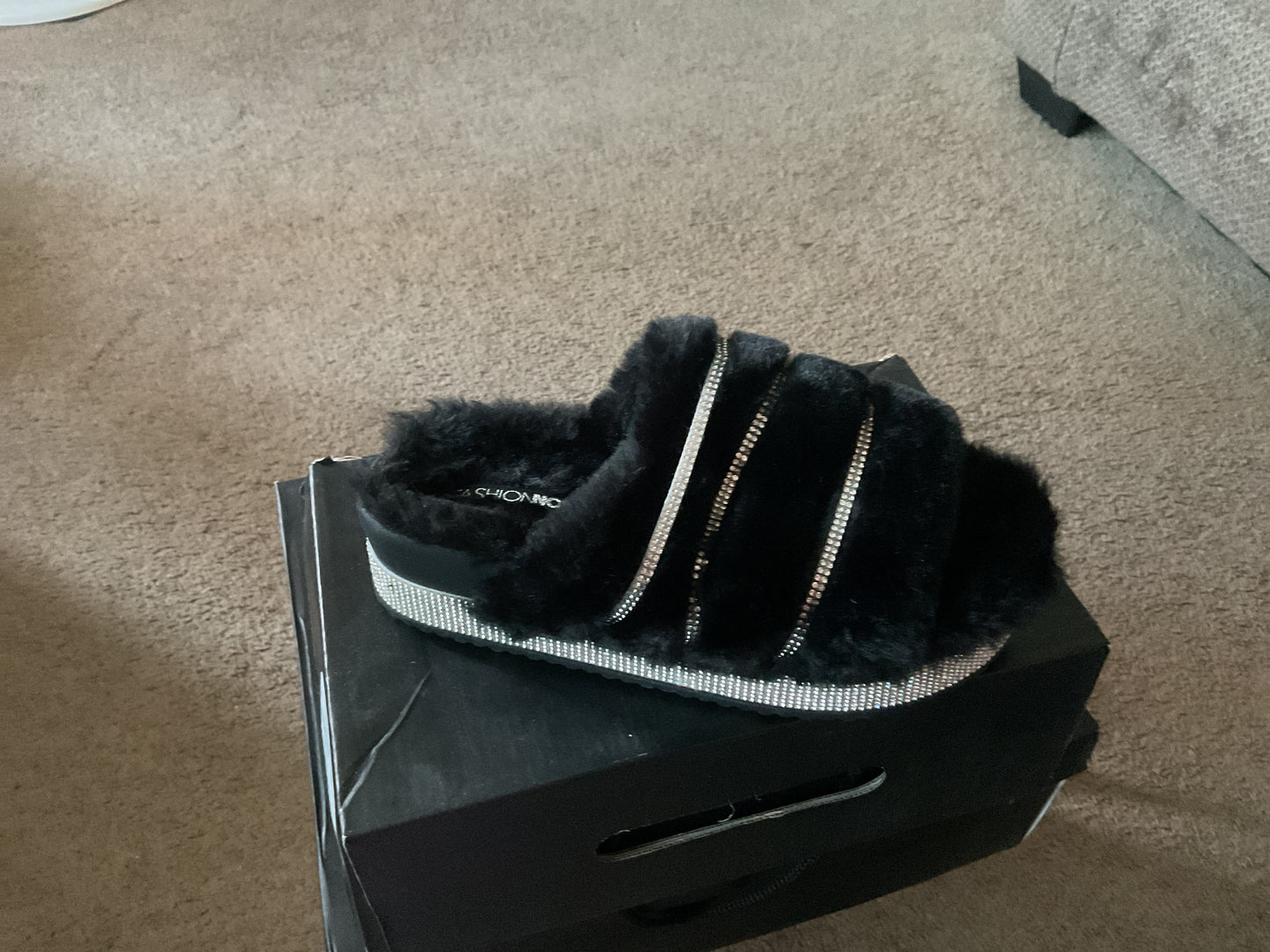 Fluffy bling sandals